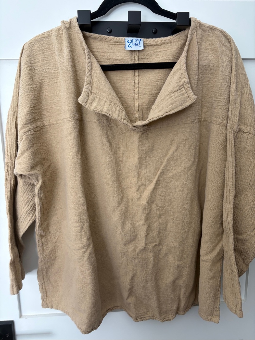 Oh My Gauze! Tan Lightweight Pullover Shirt